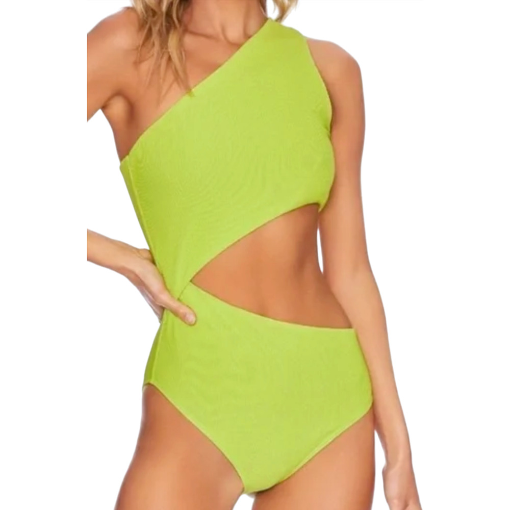 NEW BEACH RIOT LIME PUNCH CELINE RIBBED ONE PIECE SWIMSUIT FREE PEOPLE SIZE XS